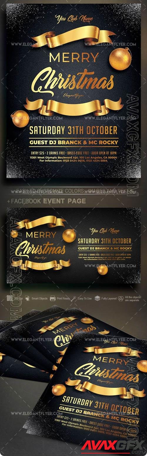 Bold Elegant Golden Merry Christmas Flyer Template