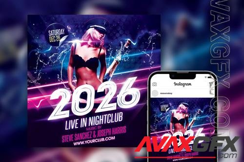 Futuristic Splash New Year's Eve Party Instagram Post Template