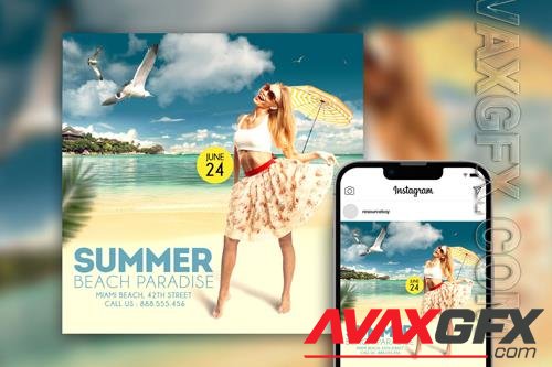 Cool Neat Tropical Summer Beach Party Instagram Post Template