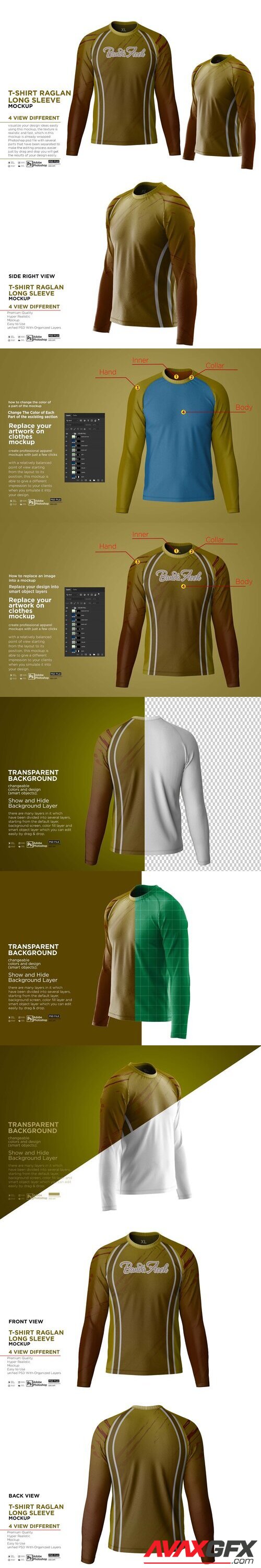CreativeMarket - T-Shirt Raglan Long Sleeve Mockup 10322172