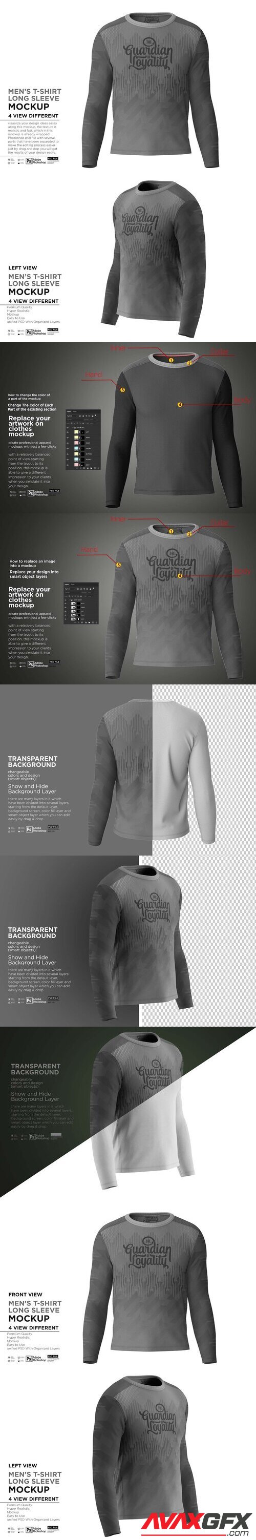 CreativeMarket - Men's T-Shirt Long Sleeve Mockup 10848727