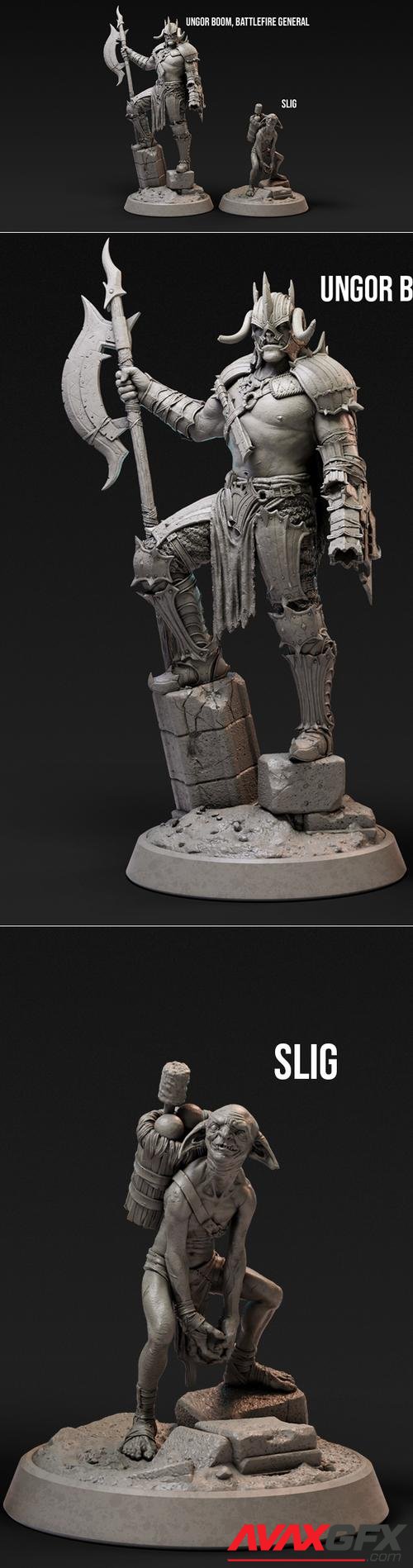 Loot Studios Miniatures - Ungor Boom Battlefire General and Slig – 3D Print