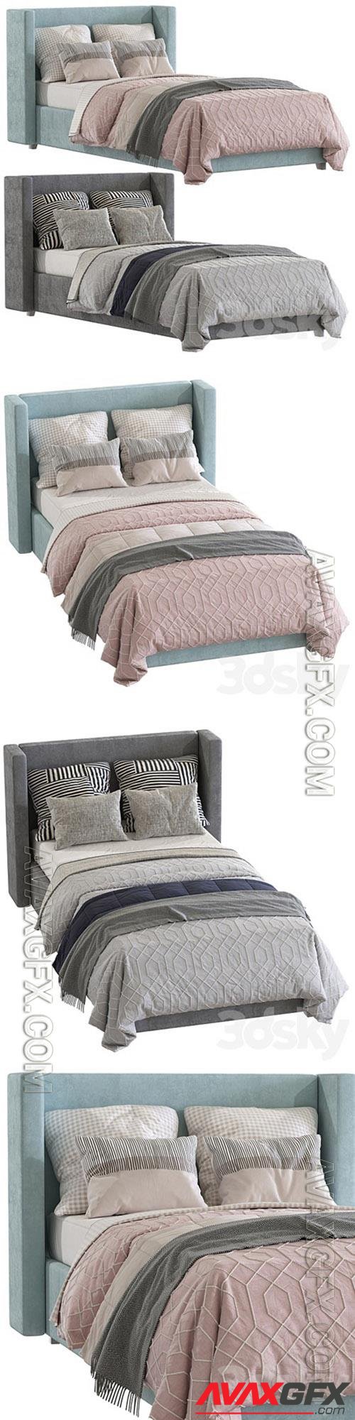 Bed Elliot Shelter Upholstered Headboard 2 3D Models