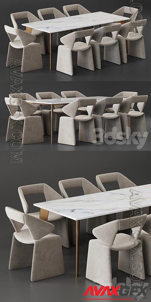 Artifort Suit chair Harper Brass table 3D Models