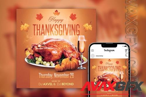 Tasteful Leafy Thanksgiving Instagram Post Template PSD