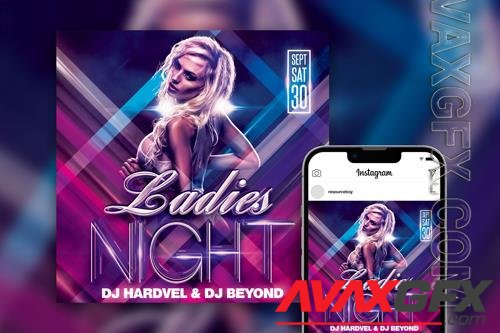 Stylish Bold Ladies Night Party Instagram Post Template PSD