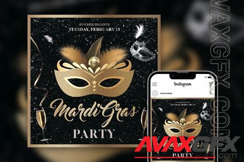 Nifty Luxurious Mardi Gras Party Instagram Post Template PSD