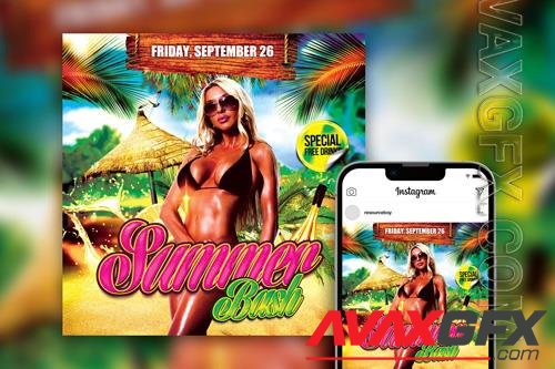 Captivating Splash Tropical Summer Beach Party Instagram Template PSD