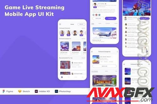 Game Live Streaming Mobile App UI Kit 