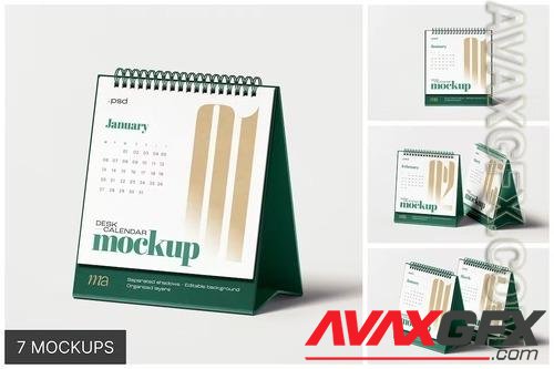 Square Desk Calendar Mockup Set KFCGH6V