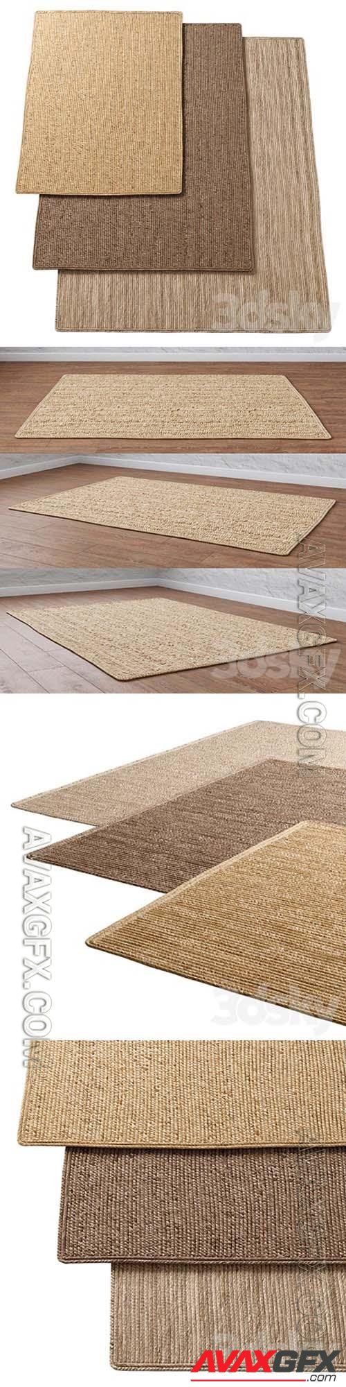 Natural Lengthwise Braided Jute Rug 3D Models