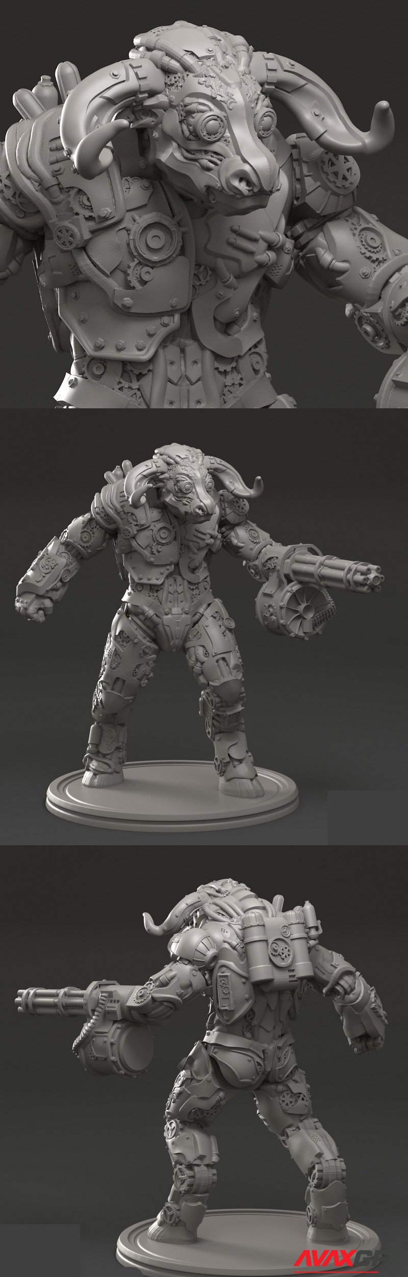 Steampunk Minotaur Gunner - 3D Print Model STL