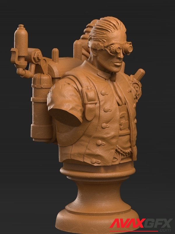 Steampunk Mechanic Bust - 3D Print Model STL