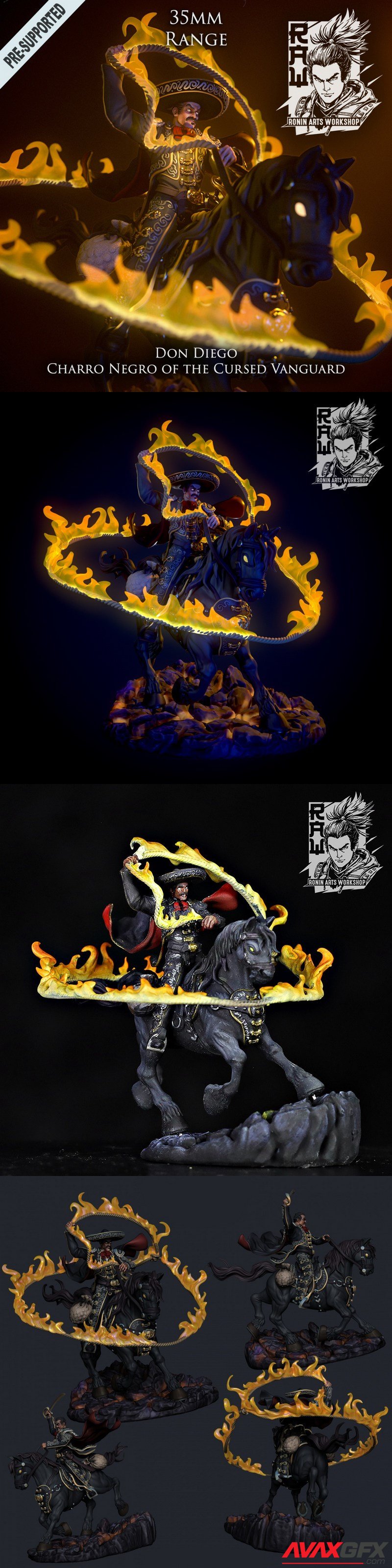 The Cursed Vanguard - Don Diego El Charro Negro - 3D Print Model STL