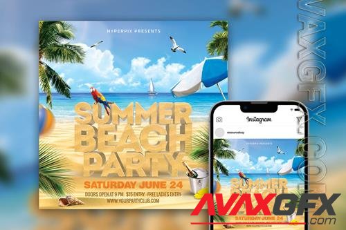 Gorgeous Topical Summer Beach Party Instagram Post Template Beautiful PSD