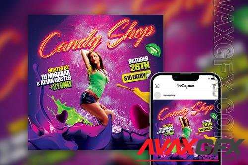 Colorful Splash Girls and Drinks Party Instagram Post Template Beautiful PSD