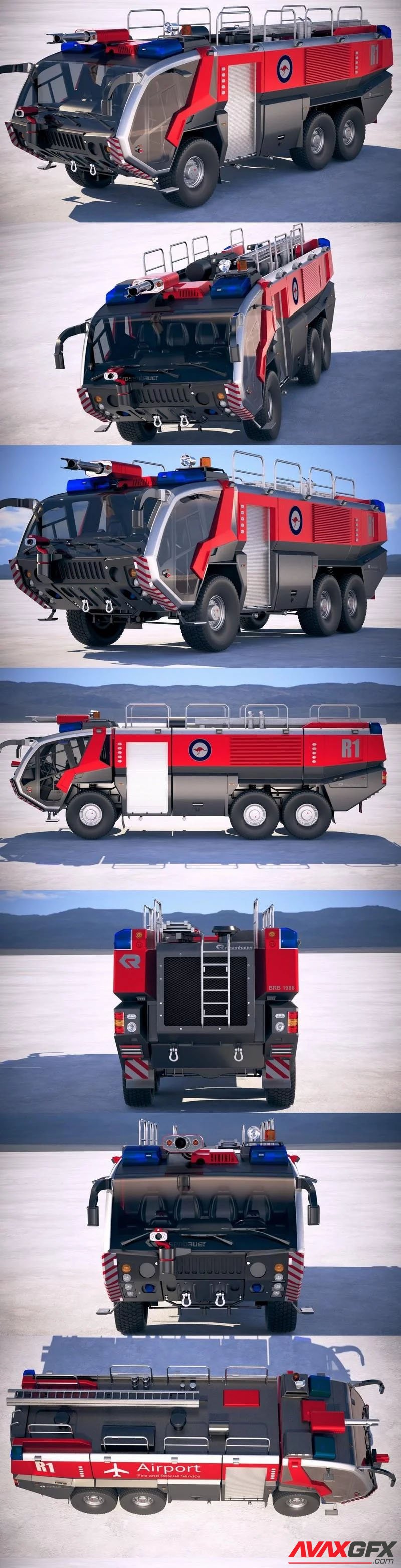 Rosenbauer Panther Fire Truck 6×6 3D Model