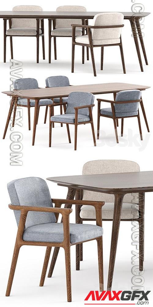 Zio Dining Table and Zio Dining Chair by Moooi 3D Models