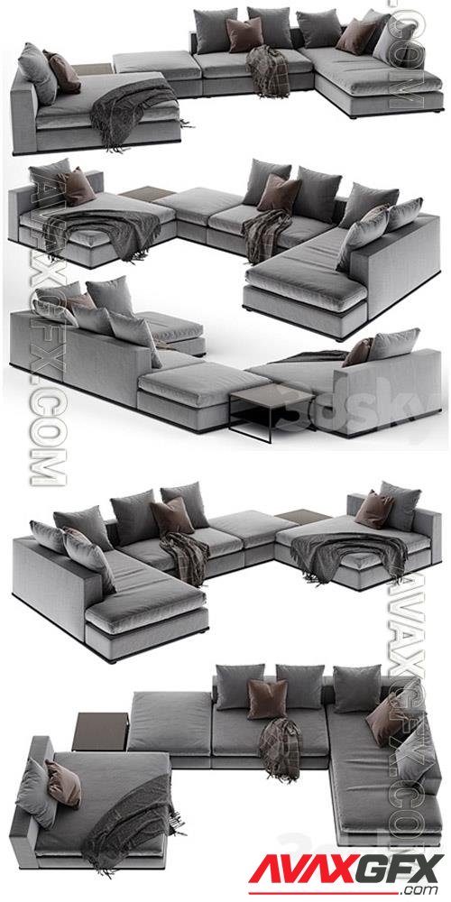 Minotti Powell 5 sofa 3D Models
