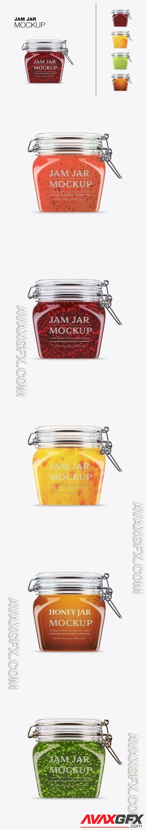 Set Jams Jar and Honey Mockup D6P7XQL