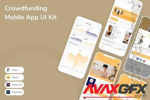 Crowdfunding Mobile App UI Kit JHJGBKR