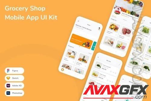 Grocery Shop Mobile App UI Kit WB8976C