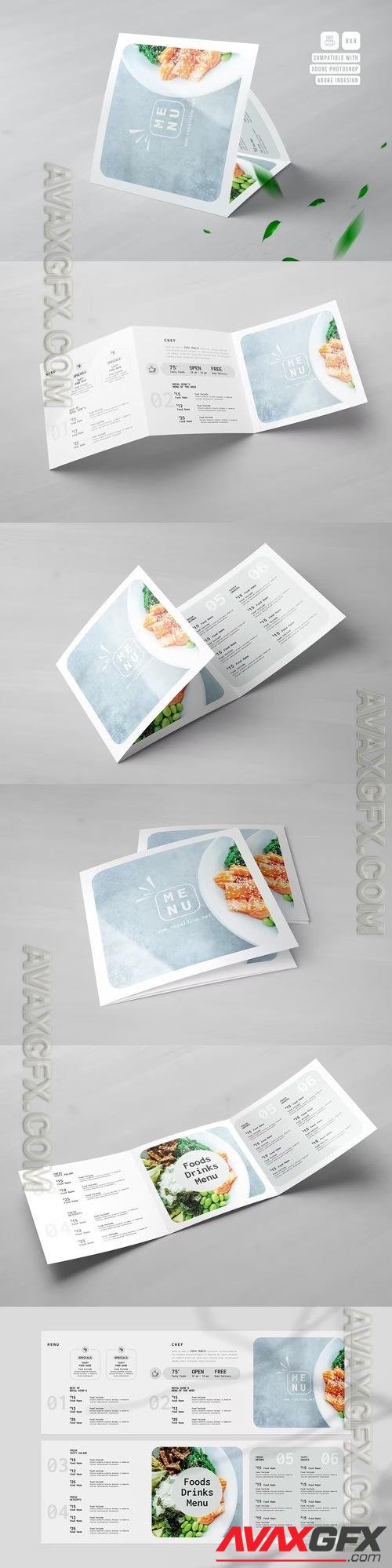 Square Trifold Food Menu X9J88EP