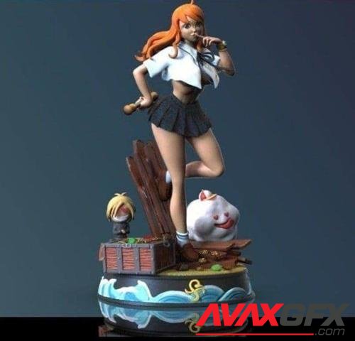 Nami and mini Sanji one piece – 3D Print