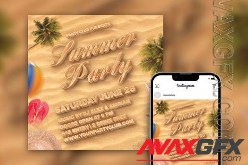 Tropical Summer Beach Party Instagram Post Template PSD