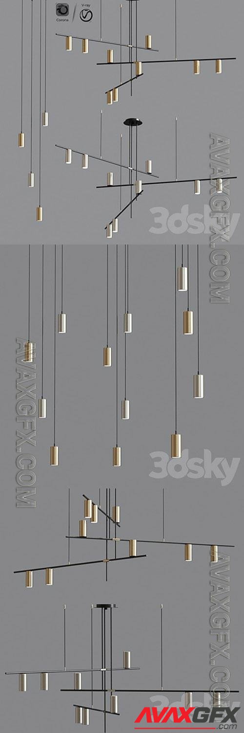 Mid Century Modern Suspension Chandelier Collection 3D Models