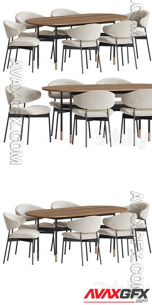 Luz Chair Harri Table Dining Set 3D Models