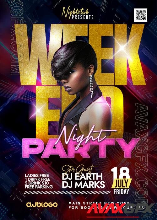 Weekend Night Party Promo Flyer PSD