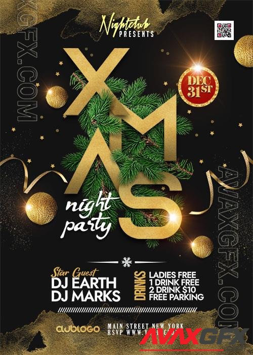 Merry Christmas Event Party Flyer PSD