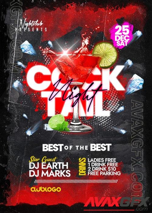 Cocktail Night Party Flyer PSD Template