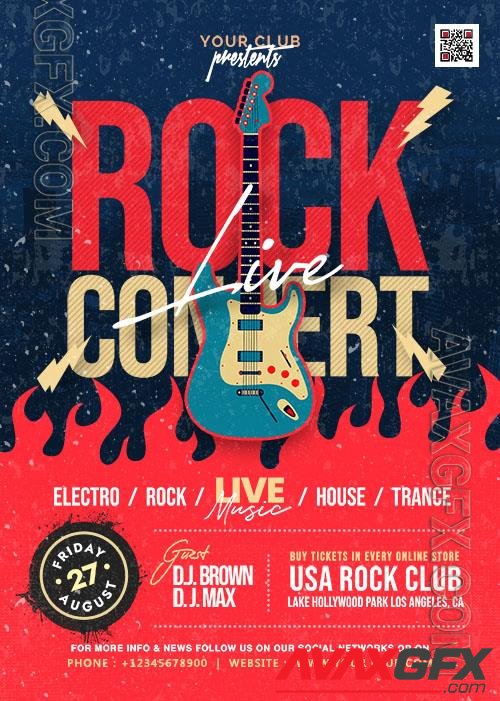 Live Rock Concert Event Flyer PSD