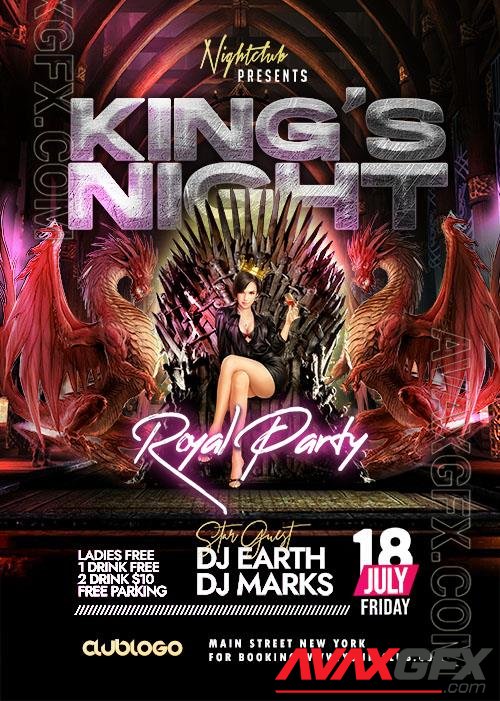 Night Club Royal Party Flyer PSD