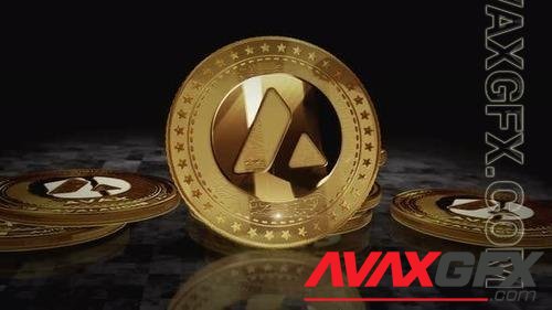 Avalanche Avax cryptocurrency golden coin loop on digital screen 41029633
