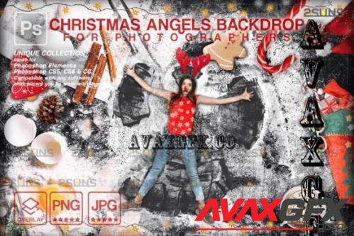 Photoshop overlays Backdrop Christmas Snow Angels in Flour - 2281565