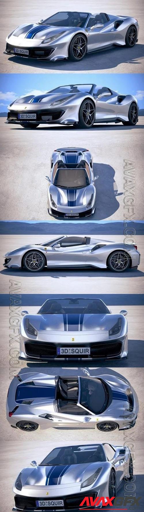 Supercar Ferrari 488 Pista Spider 2019 3D Models