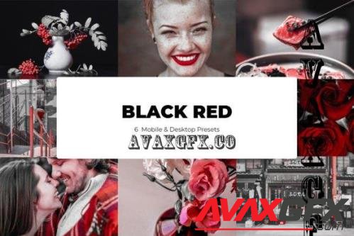 6 Black Red Lightroom Presets - Mobile & Desktop