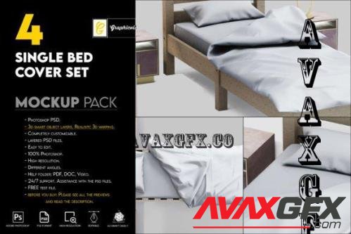 Single bed cover set mockup - 7466089