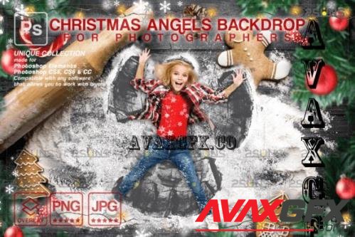 Photoshop overlays Backdrop Christmas Snow Angels in Flour - 2281560