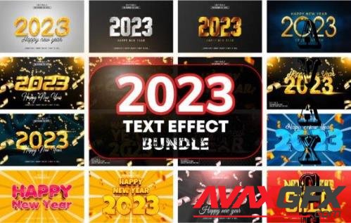 2023 New Year 3D PSD Text Effect Bundle