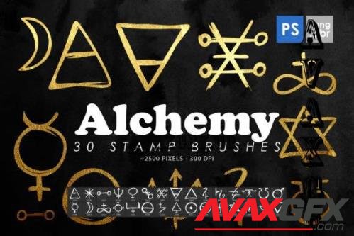 30 Alchemy Symbols Photoshop Stamp Brush