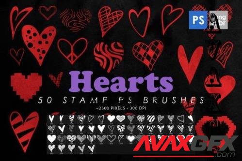 50 Hearts Photoshop Stamp Brushes