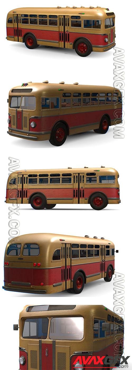 Retro USSR Soviet Vintage ZIS 155 154 City Bus PBR 3D Models