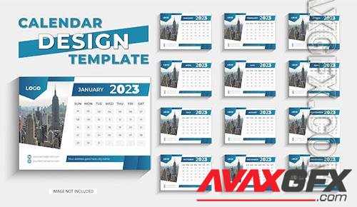 Stylish desk calendar design template for new year 2023