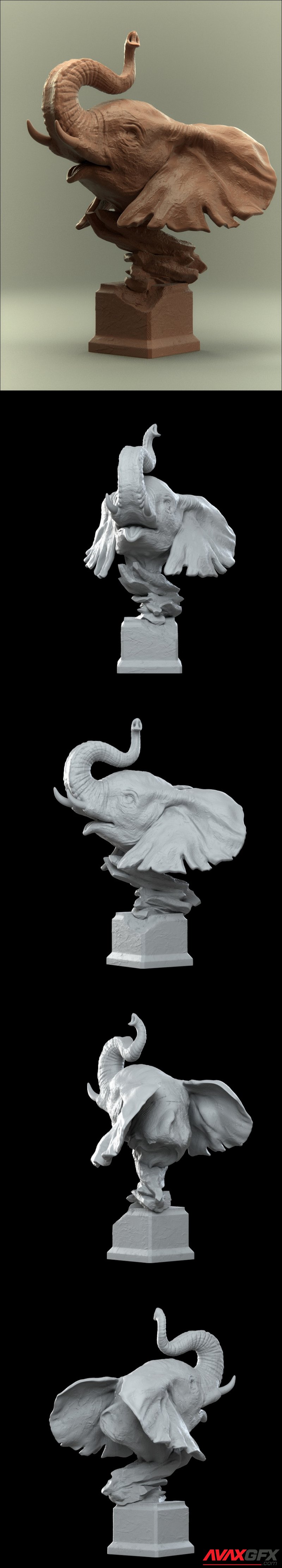 Savanna Bust Elephant - 3D Print Model STL