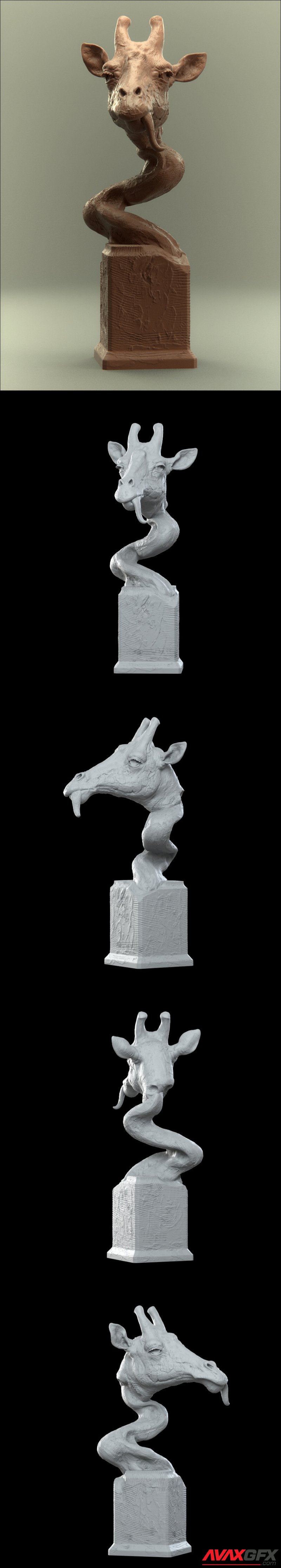 Savanna Bust Giraffe - 3D Print Model STL