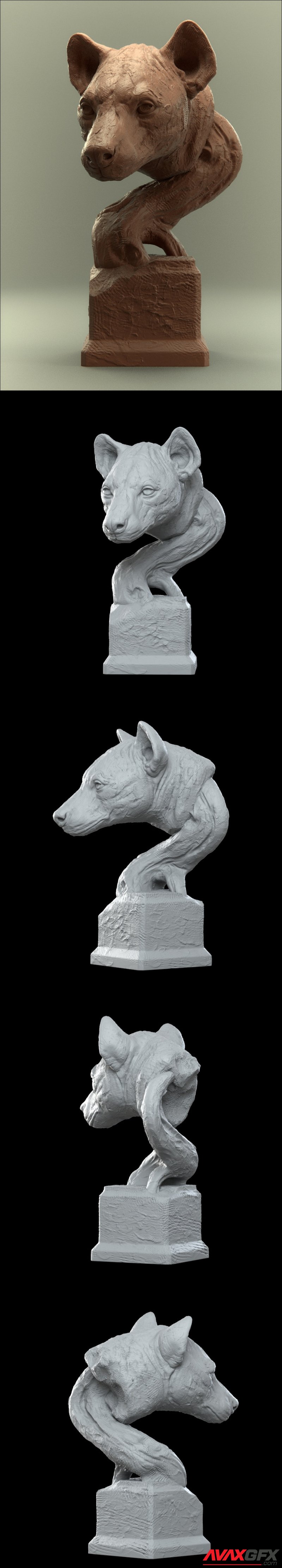 Savanna Bust Hyena - 3D Print Model STL